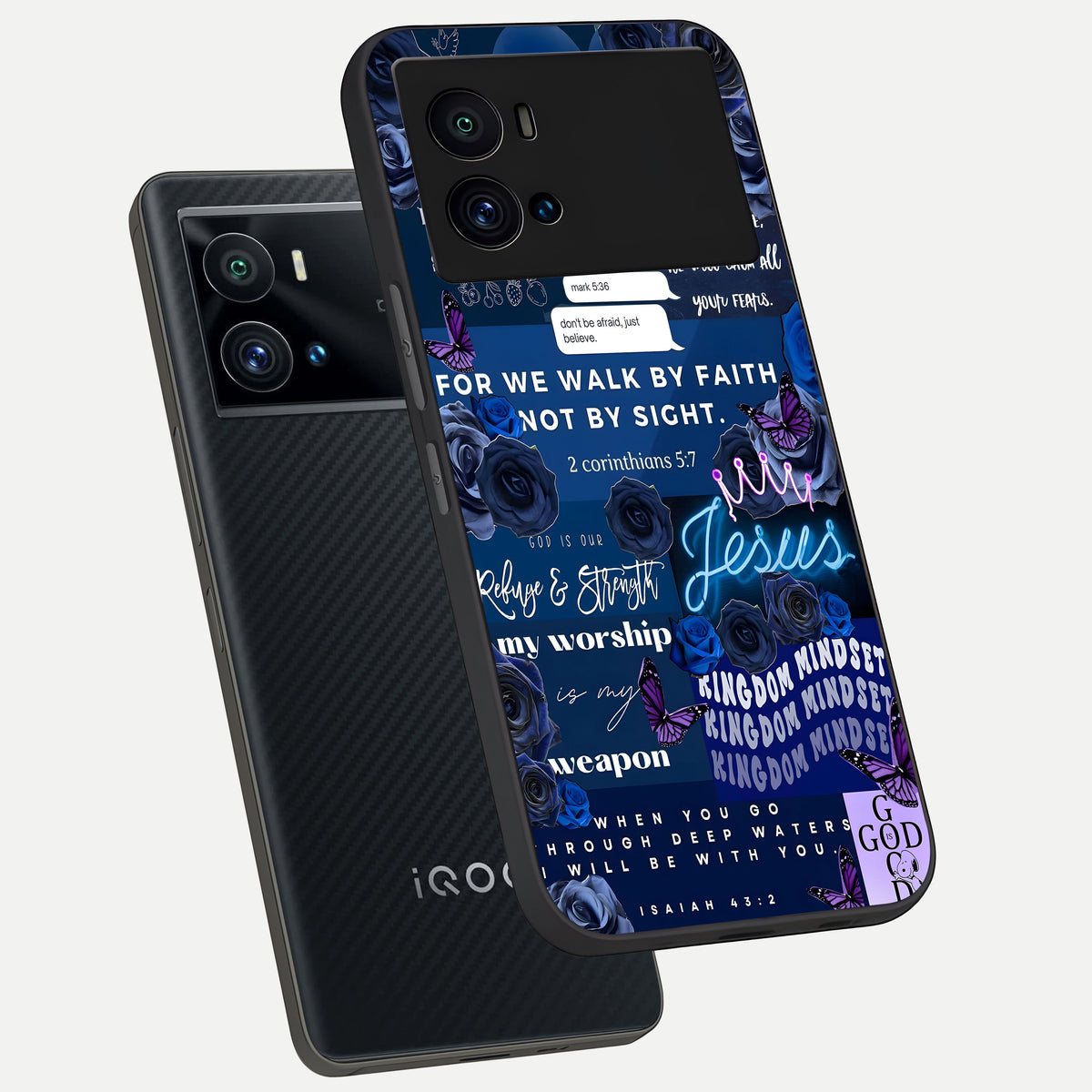  Kingdom Faith Glow phone case For iQOO 9 Pro showing premium glass back cover with detailed artwork