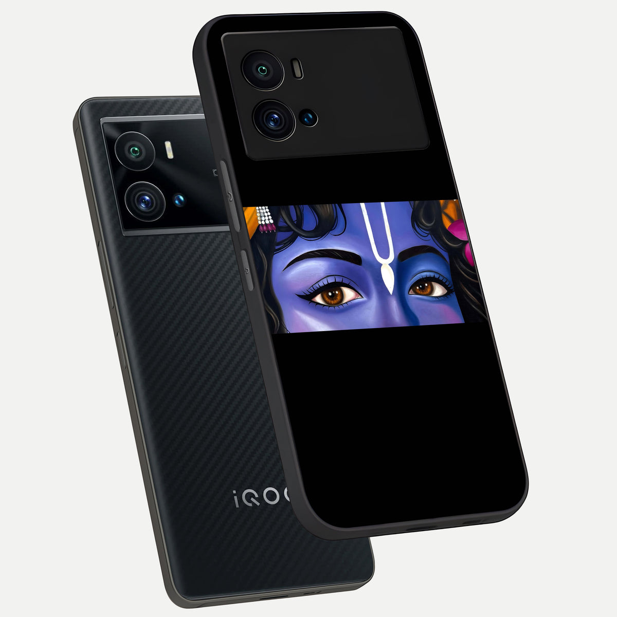  Krishna Eye phone case For iQOO 9 Pro showing premium glass back cover with detailed artwork