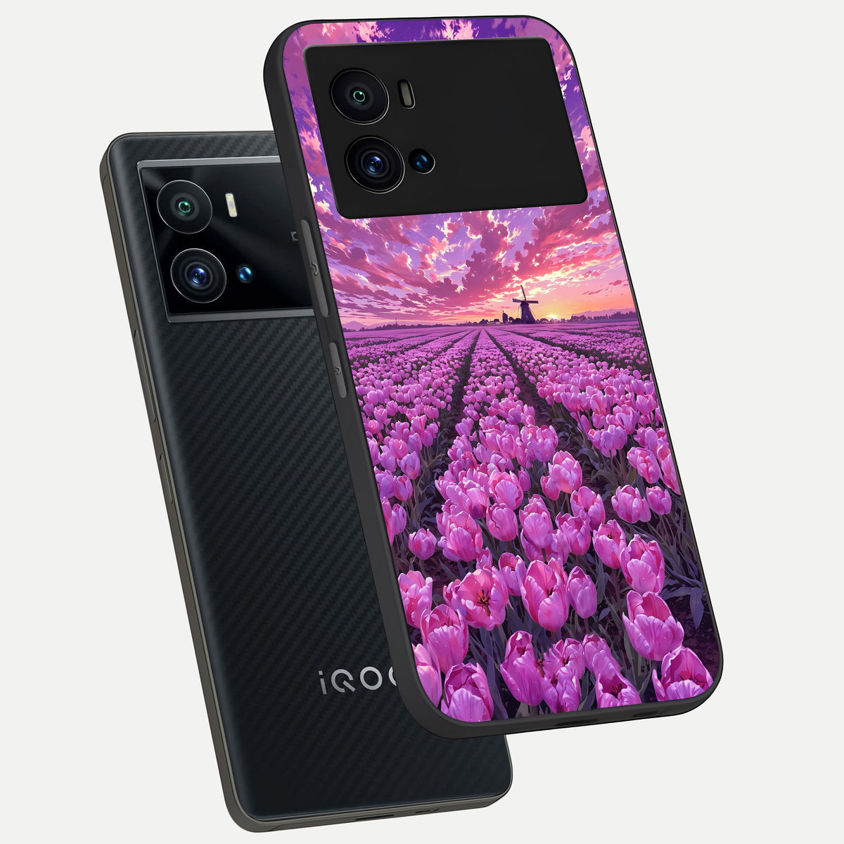  Lavender Dream Skies phone case For iQOO 9 Pro showing premium glass back cover with detailed artwork