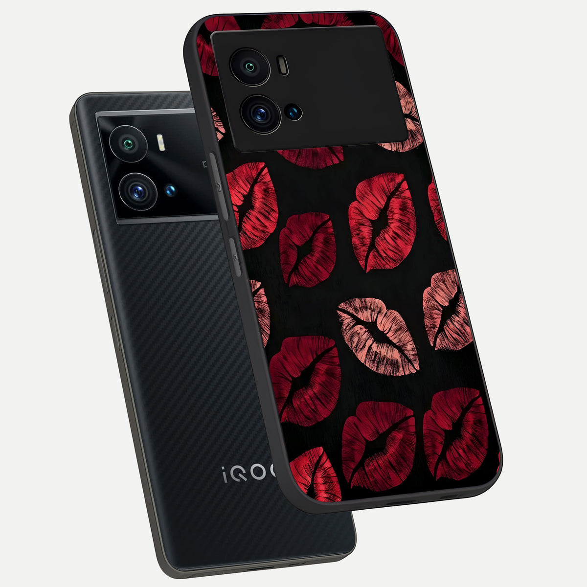  Midnight Kiss Love phone case For iQOO 9 Pro showing premium glass back cover with detailed artwork