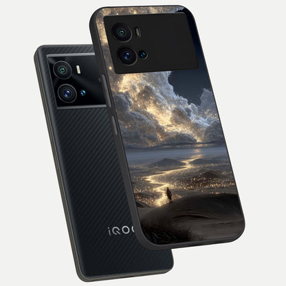  Moonlight Spark Path phone case For iQOO 9 Pro showing premium glass back cover with detailed artwork