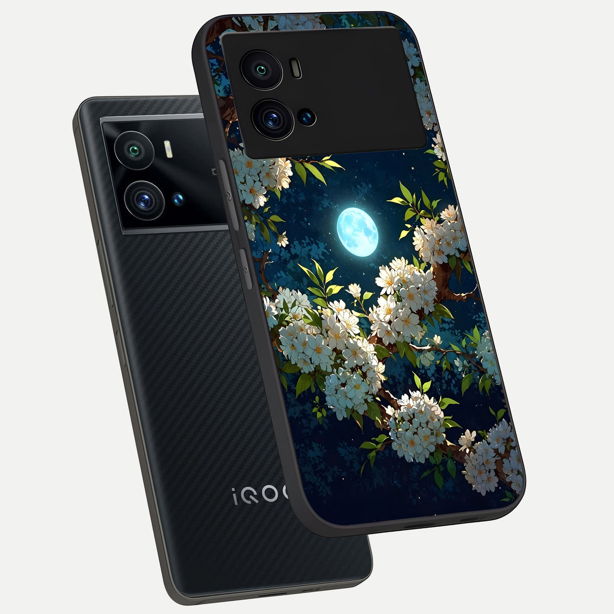  Moonlit Blossom Dream phone case For iQOO 9 Pro showing premium glass back cover with detailed artwork