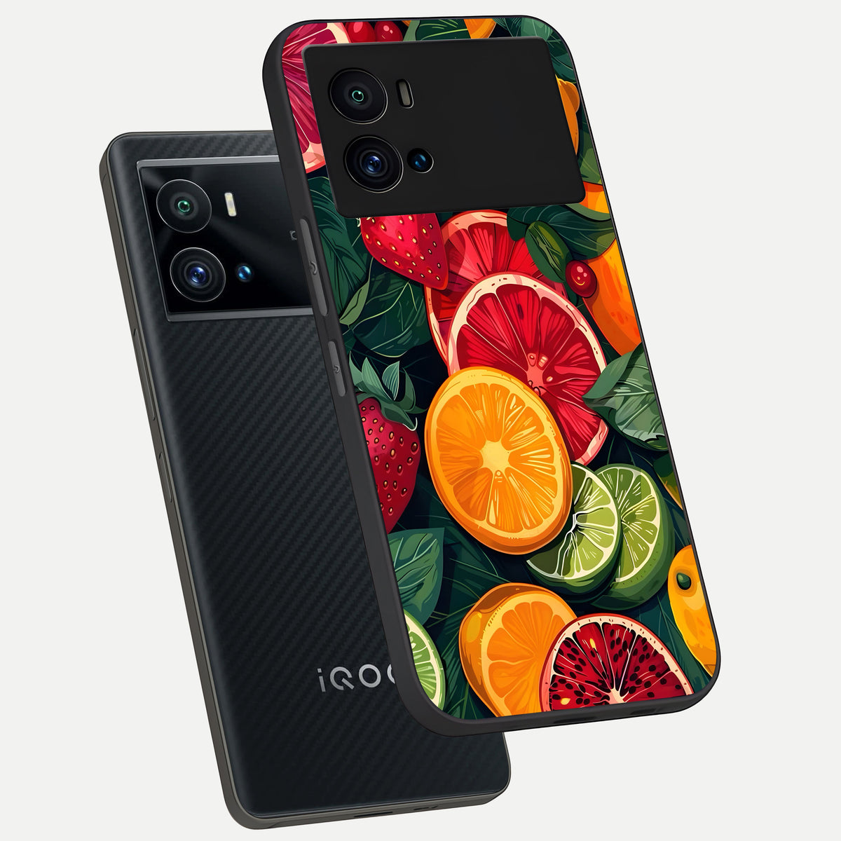  Multiple Fruits phone case For iQOO 9 Pro showing premium glass back cover with detailed artwork