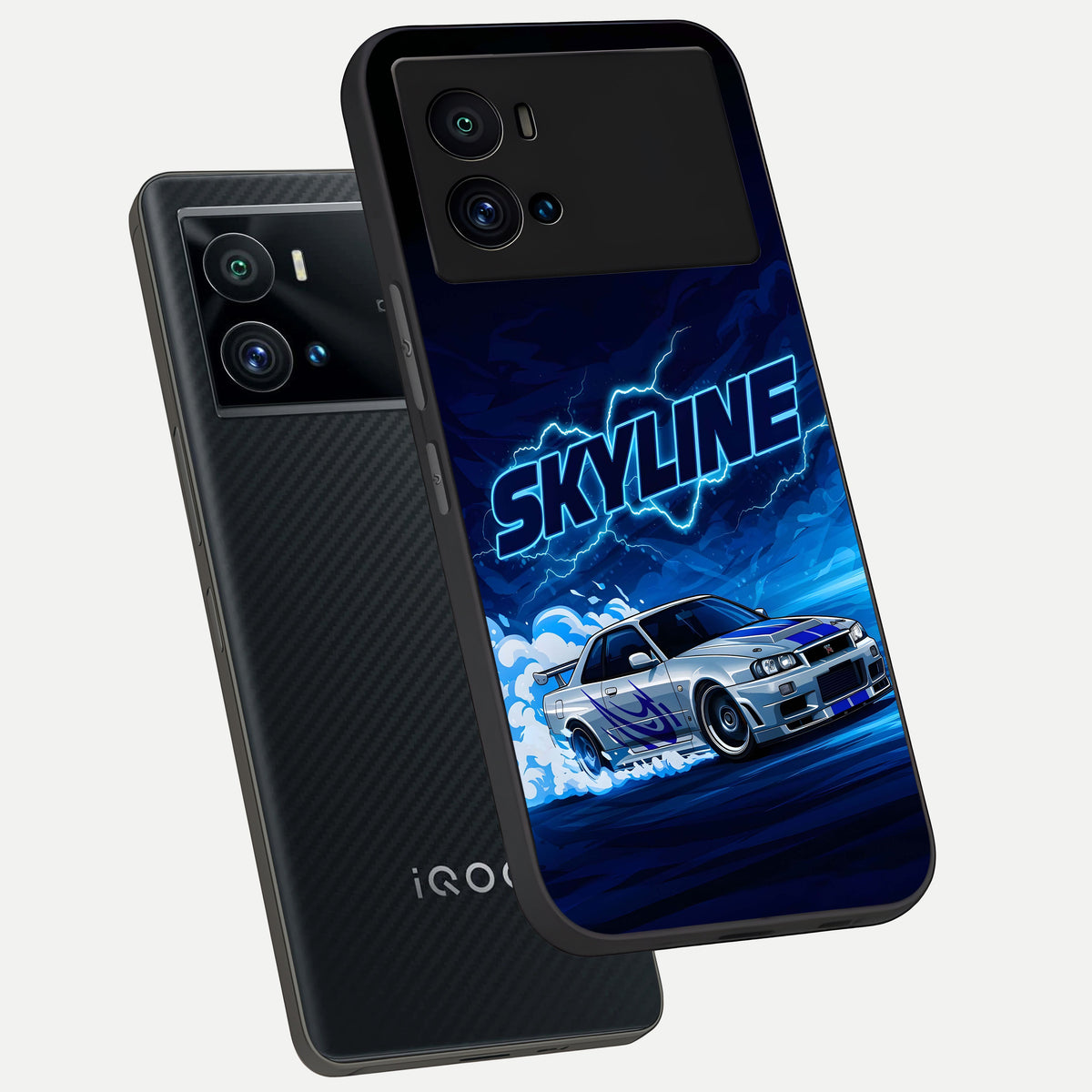  Neon Drift Beast phone case For iQOO 9 Pro showing premium glass back cover with detailed artwork