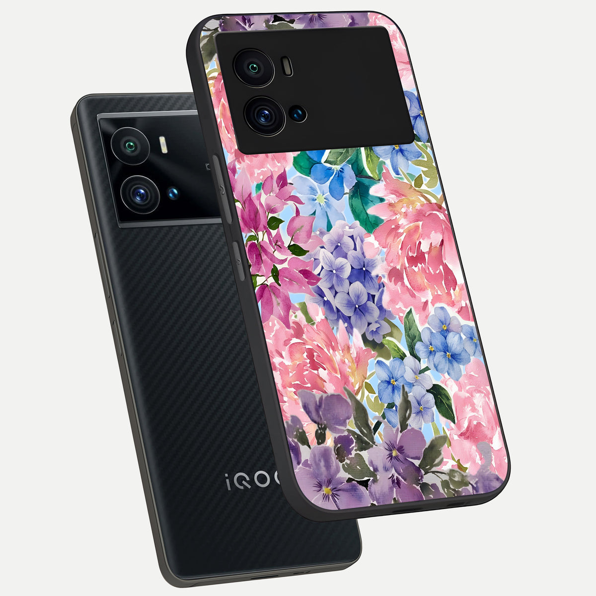  Pastel Floral Mix phone case For iQOO 9 Pro showing premium glass back cover with detailed artwork