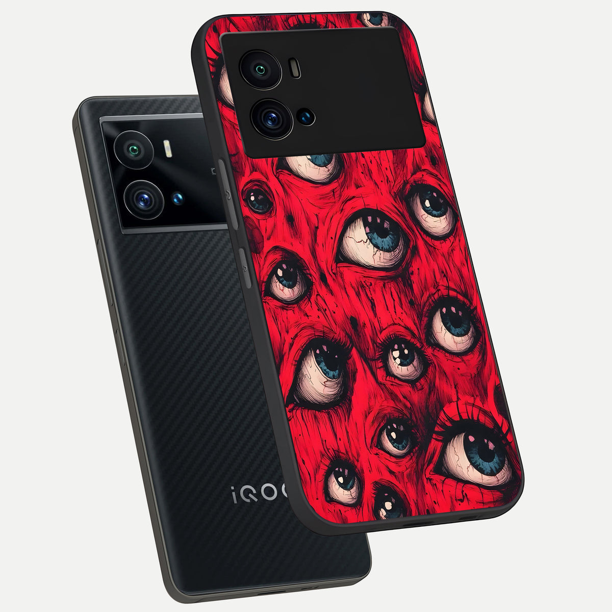  Red Eyes Pattern phone case For iQOO 9 Pro showing premium glass back cover with detailed artwork