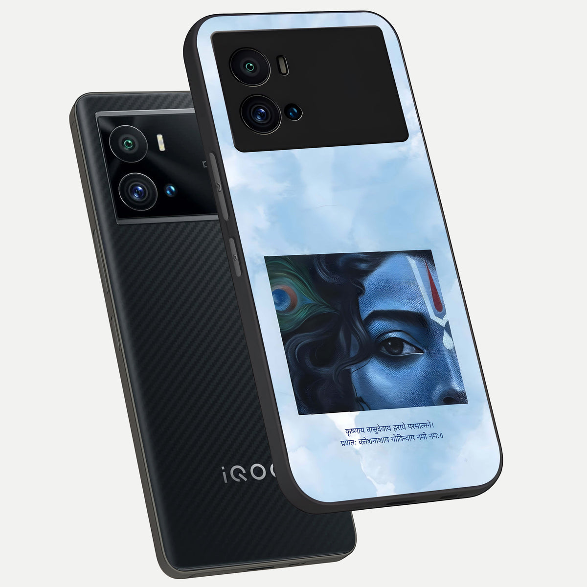  Spiritual Krishna phone case For iQOO 9 Pro showing premium glass back cover with detailed artwork