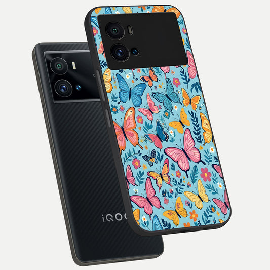  Spring Wing Garden phone case For iQOO 9 Pro showing premium glass back cover with detailed artwork