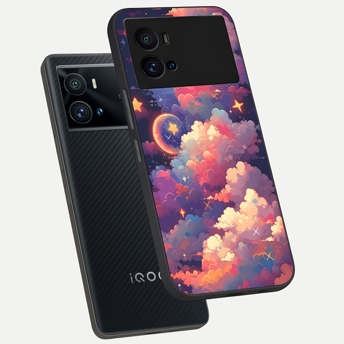  Starlit Dream Clouds phone case For iQOO 9 Pro showing premium glass back cover with detailed artwork