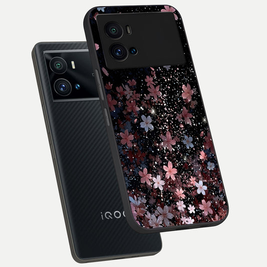  Starlit Flower Dreams phone case For iQOO 9 Pro showing premium glass back cover with detailed artwork