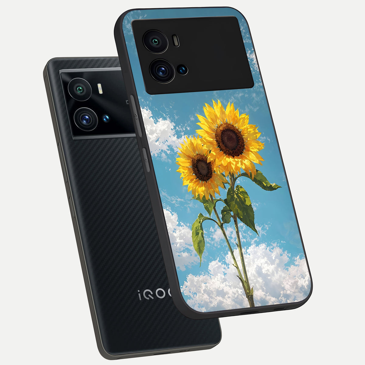  Sunlit Daisy Glow phone case For iQOO 9 Pro showing premium glass back cover with detailed artwork