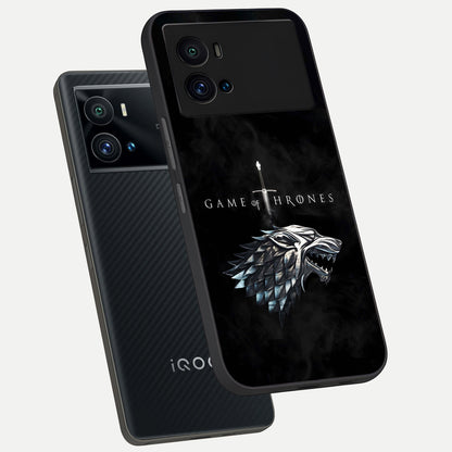  Throne Wolf Legacy phone case For iQOO 9 Pro showing premium glass back cover with detailed artwork