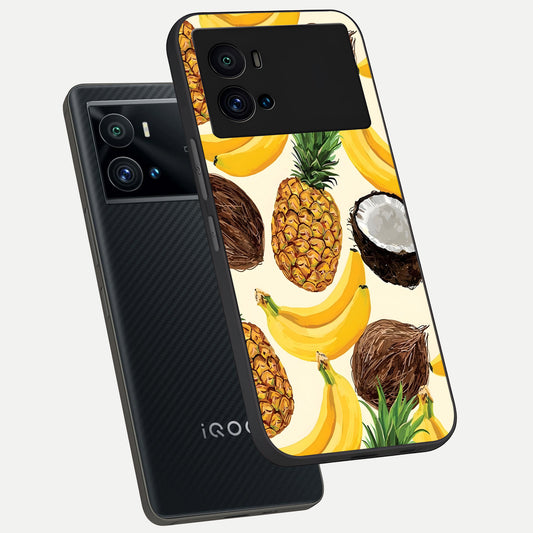  Tropical Fruit Mood phone case For iQOO 9 Pro showing premium glass back cover with detailed artwork