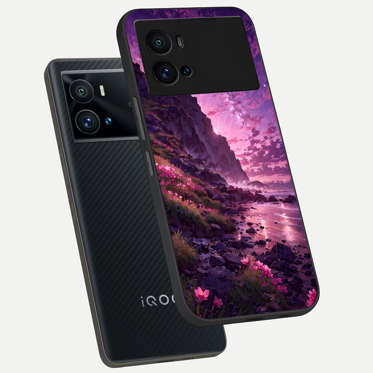  Twilight Blossom Coast phone case For iQOO 9 Pro showing premium glass back cover with detailed artwork