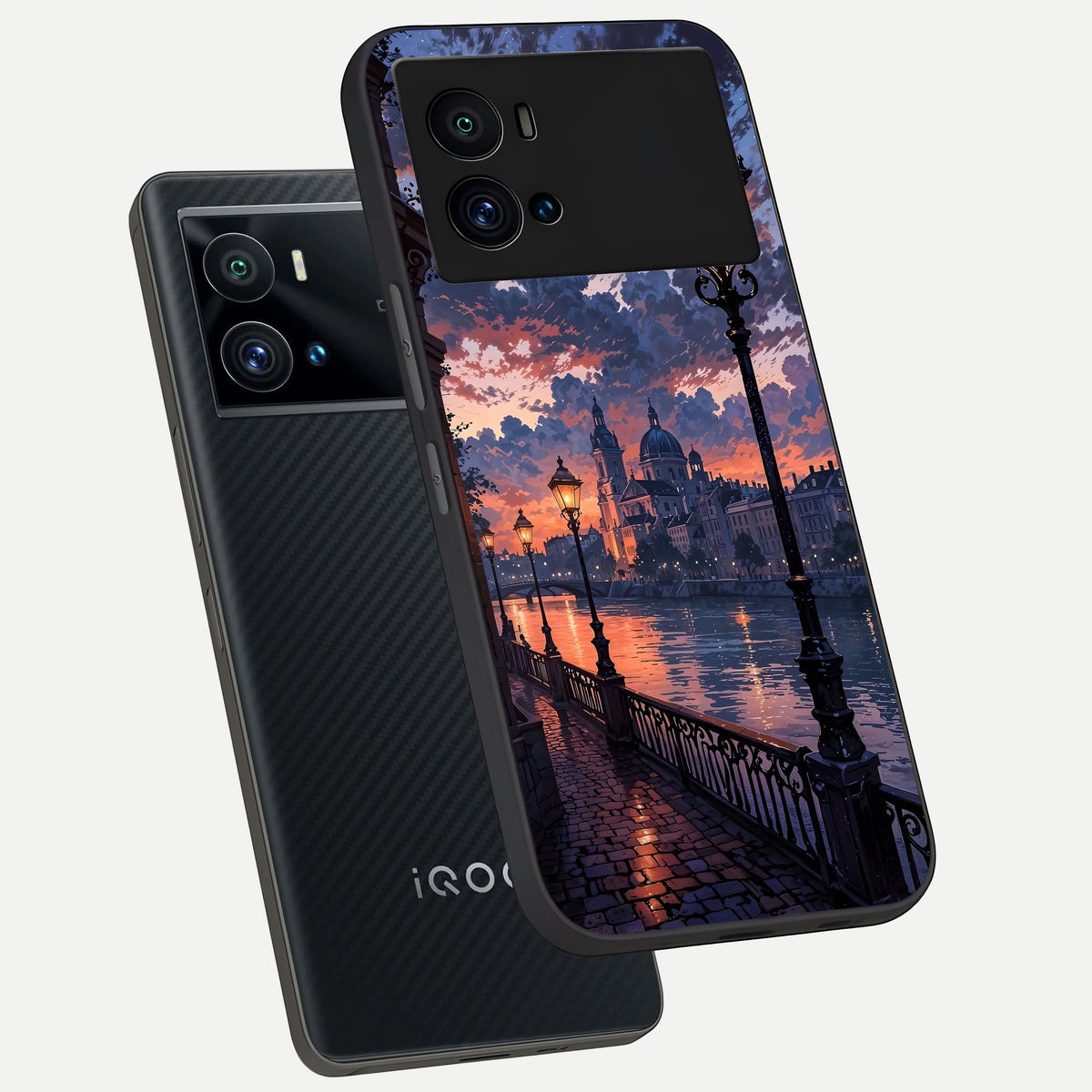  Twilight River Lights phone case For iQOO 9 Pro showing premium glass back cover with detailed artwork