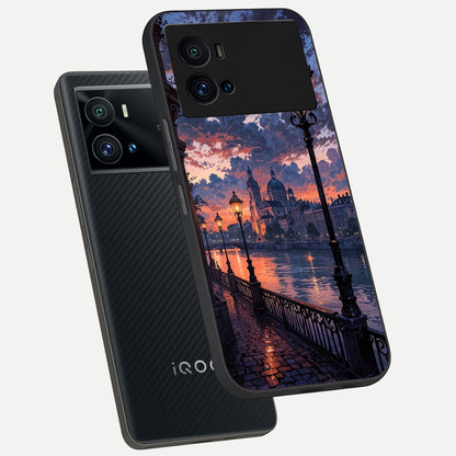  Twilight River Lights phone case For iQOO 9 Pro showing premium glass back cover with detailed artwork