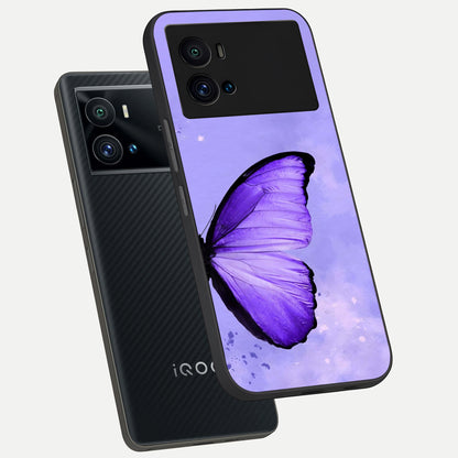  Violet Dream Wing phone case For iQOO 9 Pro showing premium glass back cover with detailed artwork