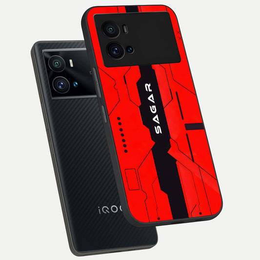 Voltage Rise CYBERPUNK Custom Name phone case For iQOO 9 Pro showing premium custom name glass back cover