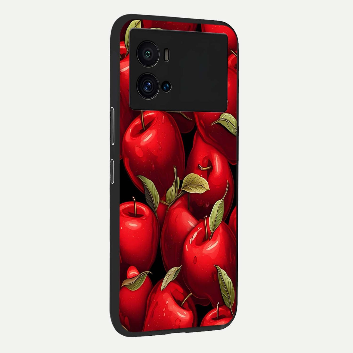  Apple Pattern back cover For iQOO 9 Pro slim fit glass case with vibrant aesthetic design