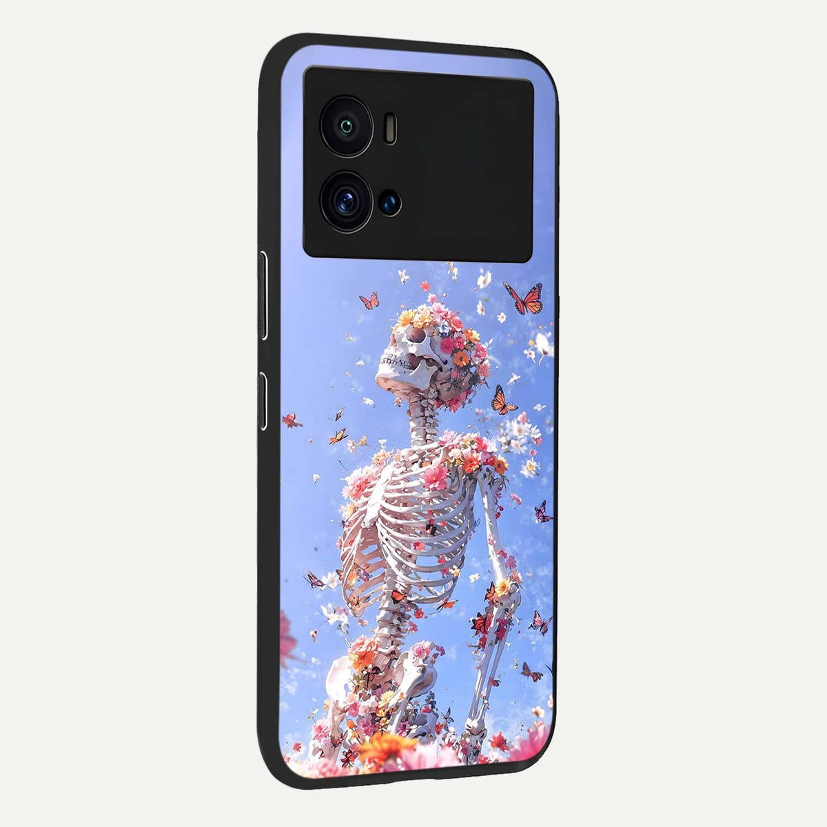  Bloom Beyond Bones back cover For iQOO 9 Pro slim fit glass case with vibrant aesthetic design