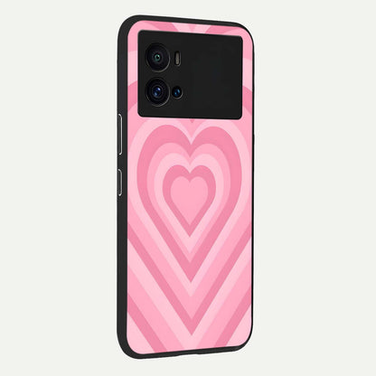  Blush Heart Waves back cover For iQOO 9 Pro slim fit glass case with vibrant aesthetic design