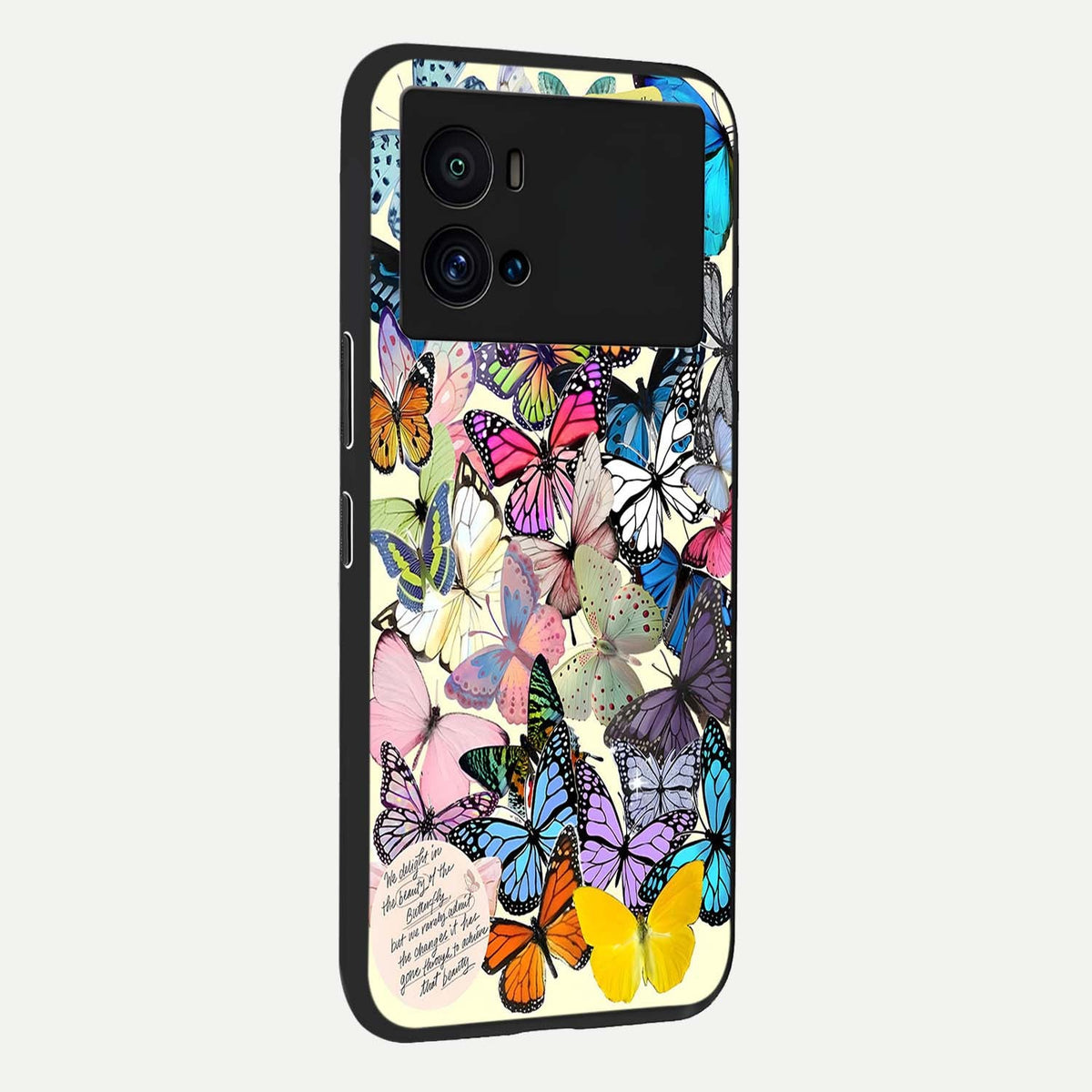  Butterflies Petal Dream back cover For iQOO 9 Pro slim fit glass case with vibrant aesthetic design