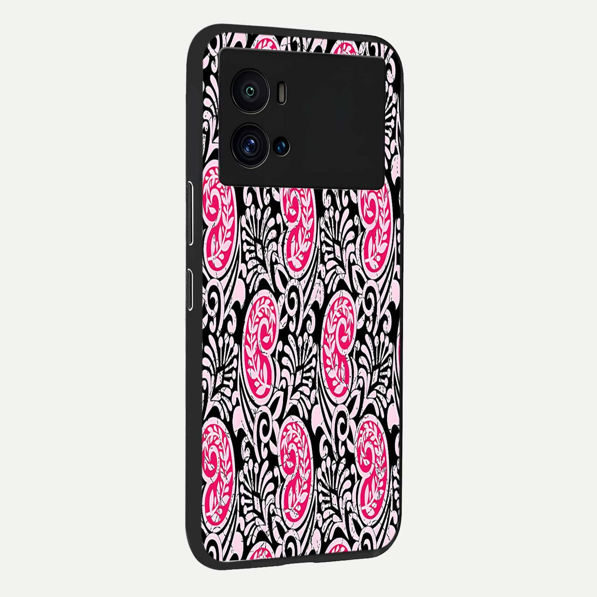  Crimson Paisley Charm back cover For iQOO 9 Pro slim fit glass case with vibrant aesthetic design