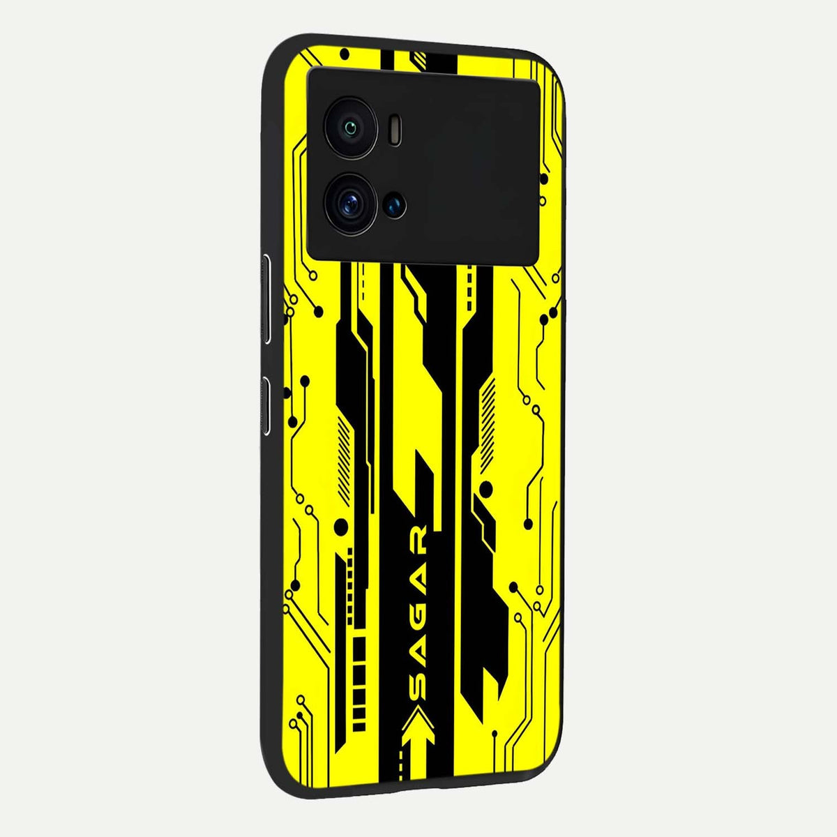  Electric Pulse CYBERPUNK Custom Name back cover For iQOO 9 Pro slim fit glass case with vibrant aesthetic design