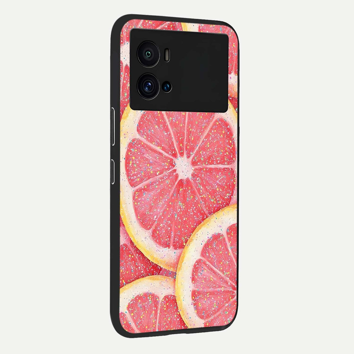  Glitter Grapefruit back cover For iQOO 9 Pro slim fit glass case with vibrant aesthetic design
