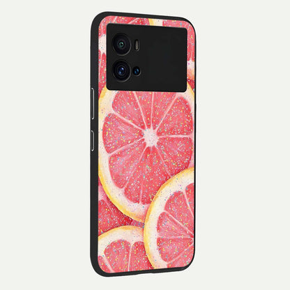  Glitter Grapefruit back cover For iQOO 9 Pro slim fit glass case with vibrant aesthetic design