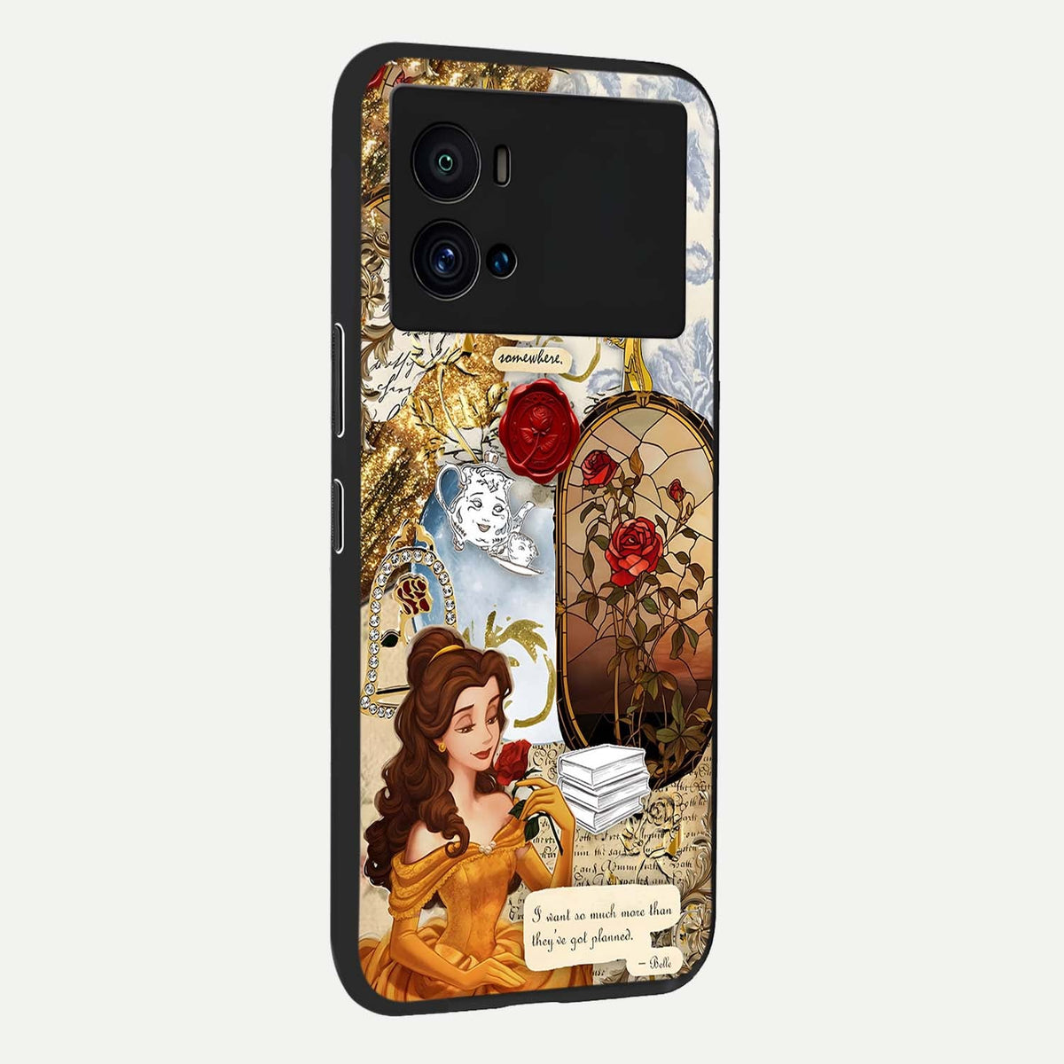  Golden Dream Belle back cover For iQOO 9 Pro slim fit glass case with vibrant aesthetic design
