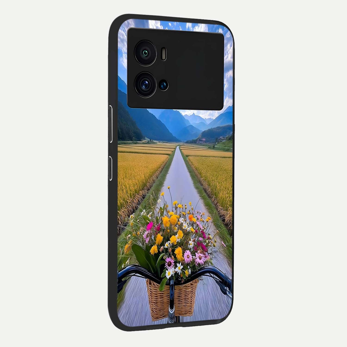  Golden Field Journey back cover For iQOO 9 Pro slim fit glass case with vibrant aesthetic design