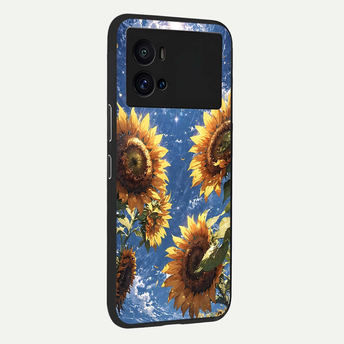  Heavenly Sunflower Rise back cover For iQOO 9 Pro slim fit glass case with vibrant aesthetic design