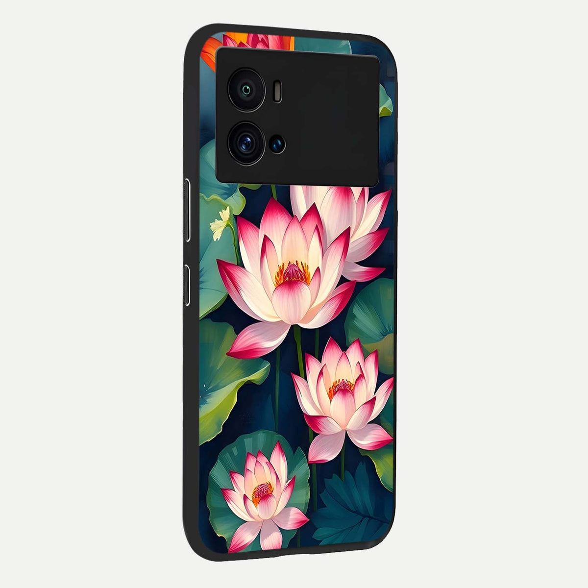  Lotus Dream Serenity back cover For iQOO 9 Pro slim fit glass case with vibrant aesthetic design