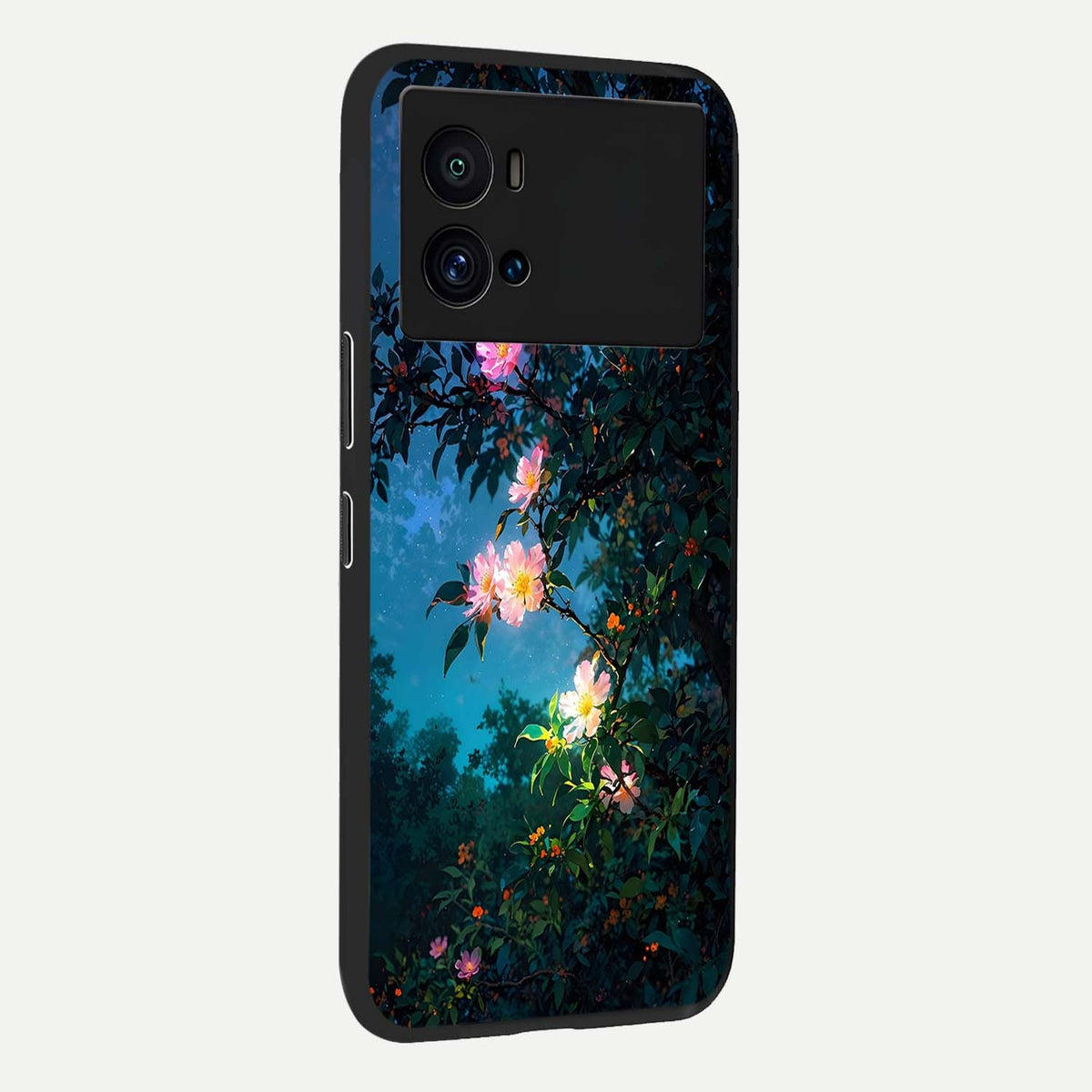  Midnight Bloom Glow back cover For iQOO 9 Pro slim fit glass case with vibrant aesthetic design