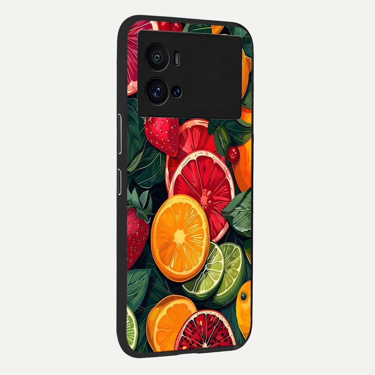  Multiple Fruits back cover For iQOO 9 Pro slim fit glass case with vibrant aesthetic design