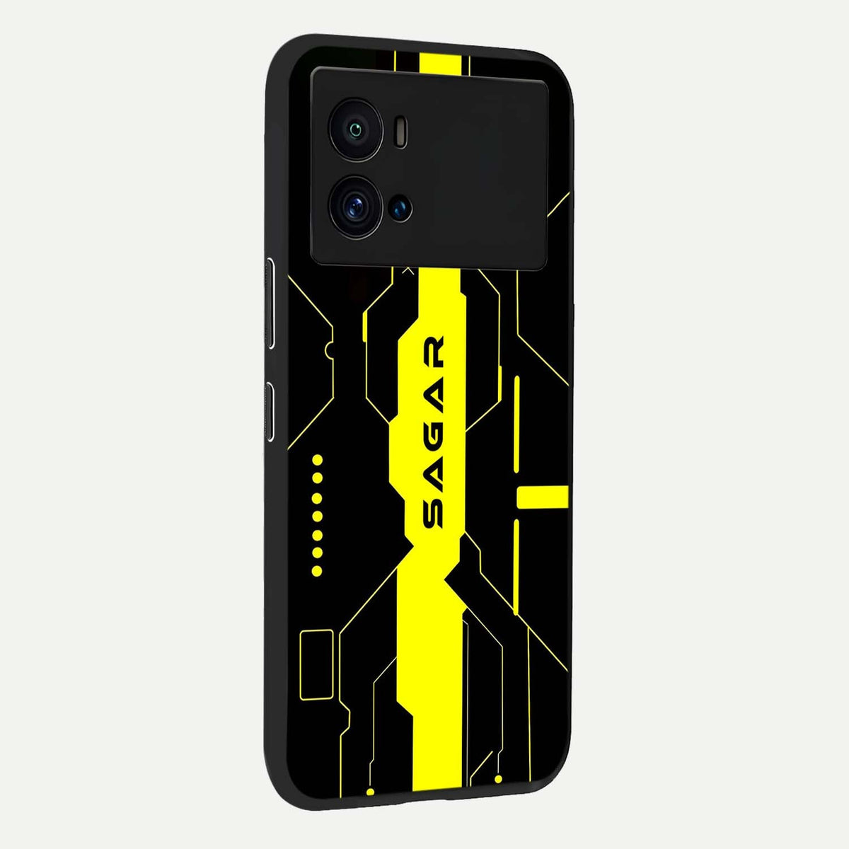  Neon CYBERPUNK Custom Name back cover For iQOO 9 Pro slim fit glass case with vibrant aesthetic design