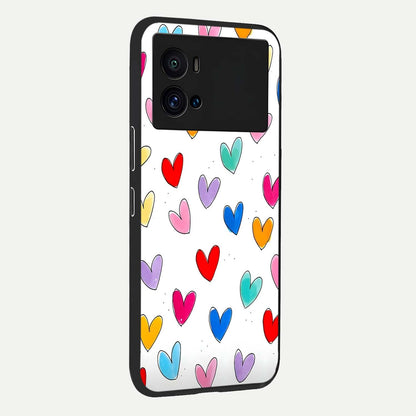  Playful Love Doodles back cover For iQOO 9 Pro slim fit glass case with vibrant aesthetic design