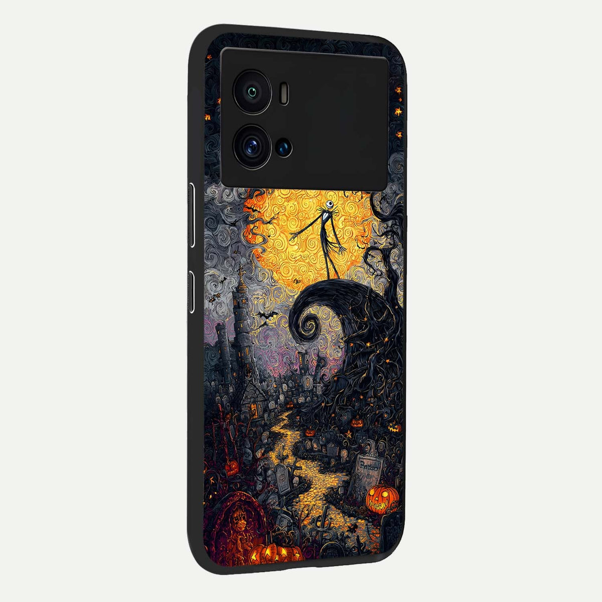  Pumpkin Moon Night back cover For iQOO 9 Pro slim fit glass case with vibrant aesthetic design