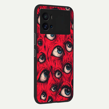  Red Eyes Pattern back cover For iQOO 9 Pro slim fit glass case with vibrant aesthetic design