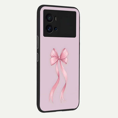  Soft Blush Bow back cover For iQOO 9 Pro slim fit glass case with vibrant aesthetic design