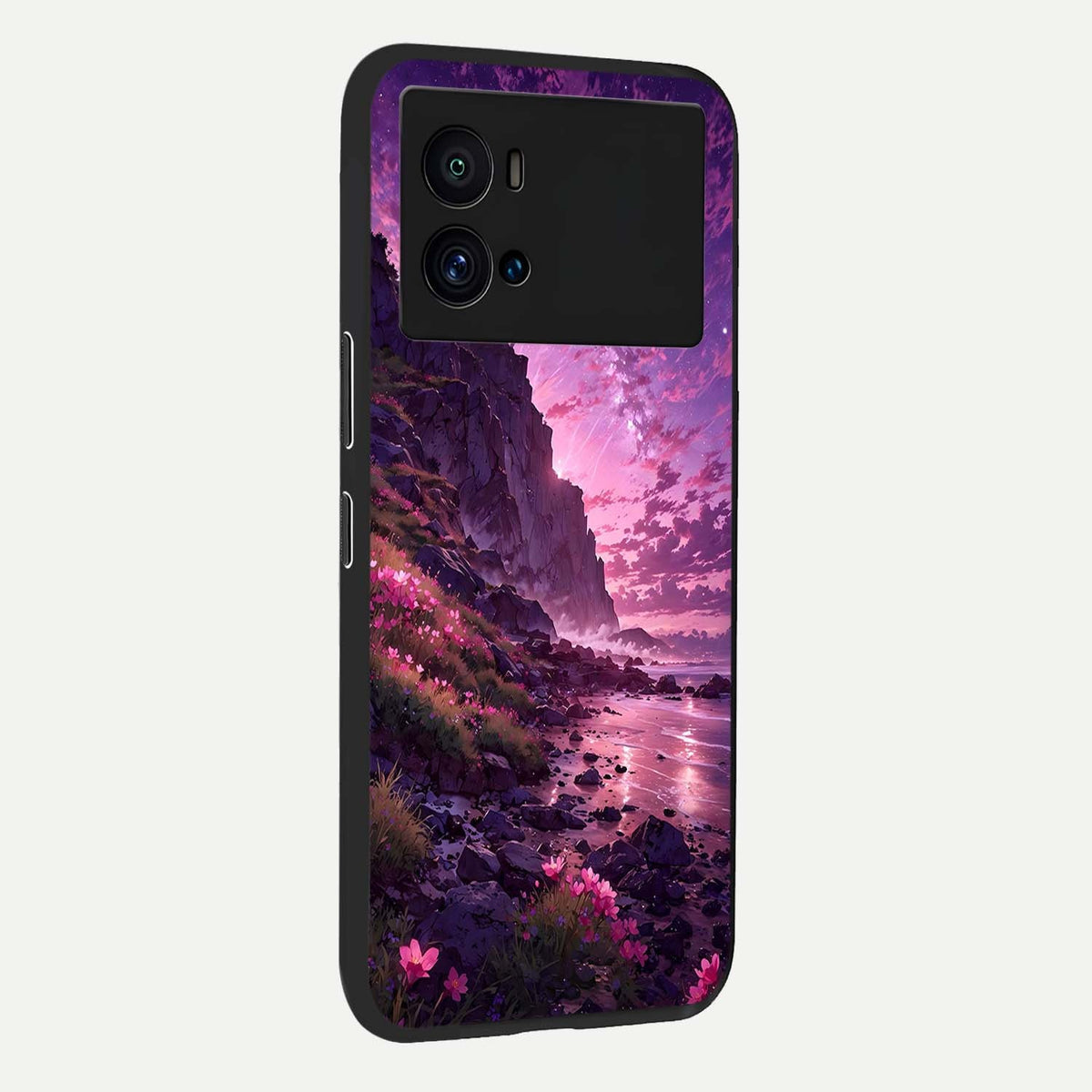  Twilight Blossom Coast back cover For iQOO 9 Pro slim fit glass case with vibrant aesthetic design