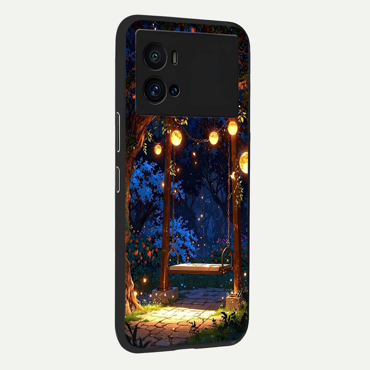  Twilight Garden Swing back cover For iQOO 9 Pro slim fit glass case with vibrant aesthetic design