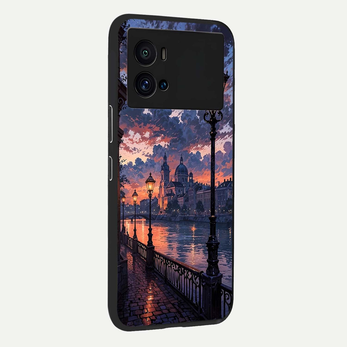  Twilight River Lights back cover For iQOO 9 Pro slim fit glass case with vibrant aesthetic design