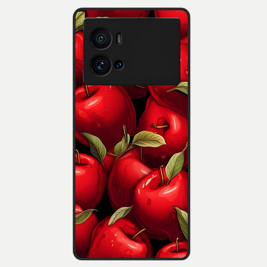  Apple Pattern Glass Case For iQOO 9 Pro back cover – full design glossy printed glass finish
