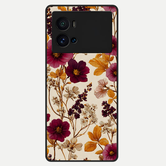  Autumn Wine Bloom Glass Case For iQOO 9 Pro back cover – full design glossy printed glass finish