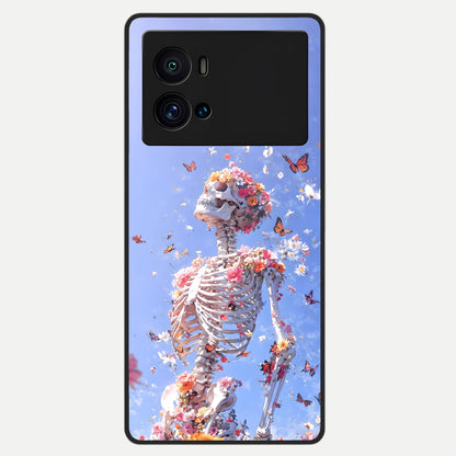  Bloom Beyond Bones Glass Case For iQOO 9 Pro back cover – full design glossy printed glass finish