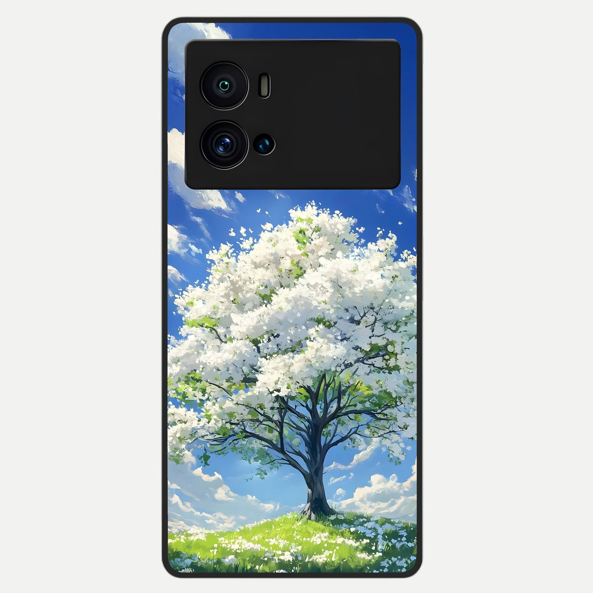  Blossom Sky Serenity Glass Case For iQOO 9 Pro back cover – full design glossy printed glass finish