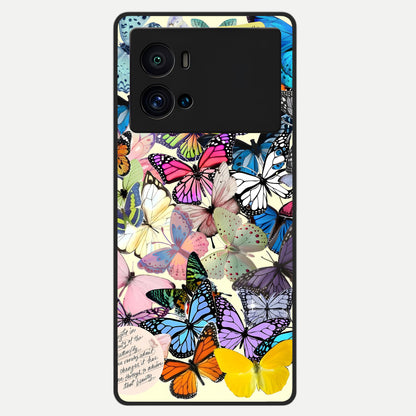  Butterflies Petal Dream Glass Case For iQOO 9 Pro back cover – full design glossy printed glass finish