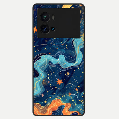  Celestial Dream Flow Glass Case For iQOO 9 Pro back cover – full design glossy printed glass finish